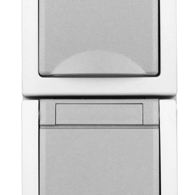 AP-Kombination Doppelsteckdose, Steckklemme, senkrecht