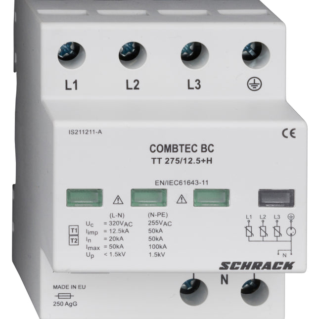 Blitz-/Überspannungsableiter 3+1 TT,I+II(B+C),275V,12,5kA