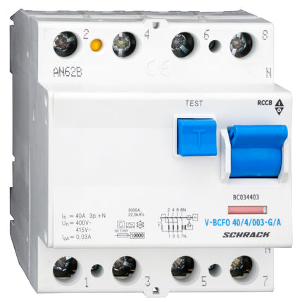 FI-Schalter, 40A, 4-polig, 30mA, vsf., Bauart G, Typ A