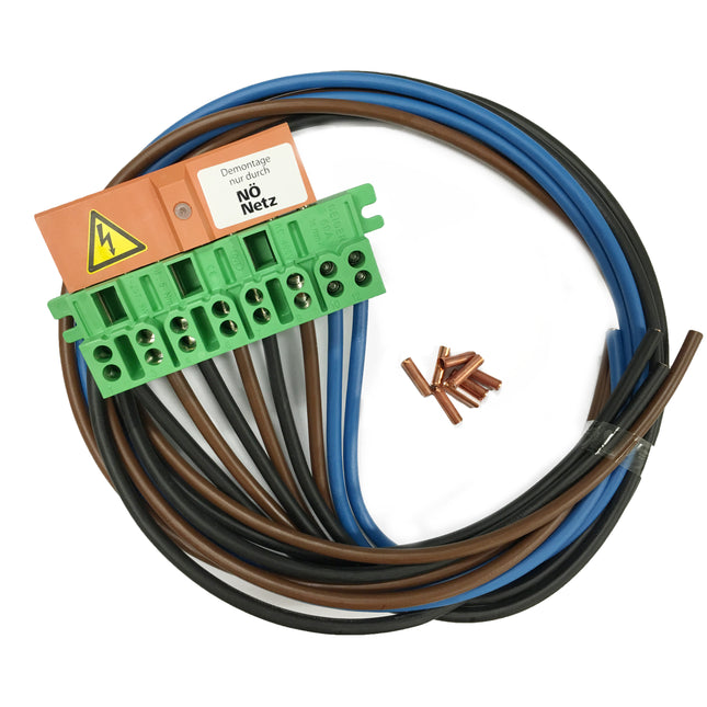 4-polige Zähleranschlussklemme 50A + 1m Kabel EVN grün