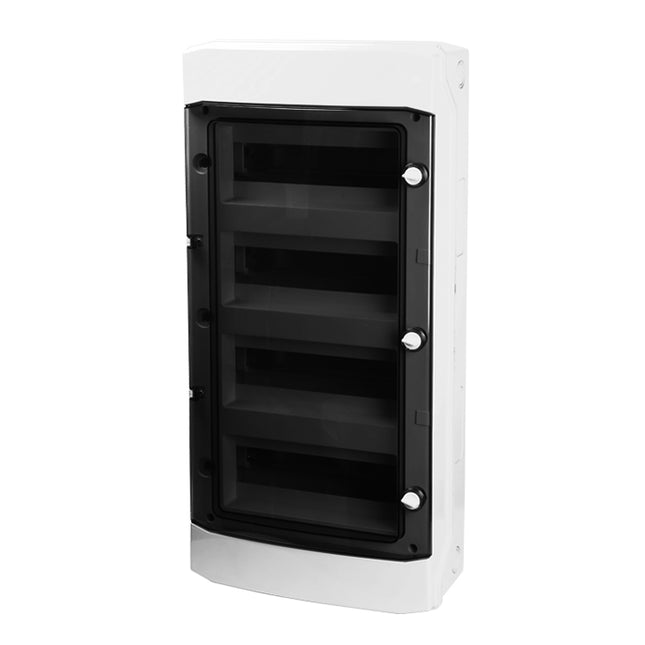 AP-Wohnungsverteiler 4-reihig, 48TE, IP65, transparente Tür