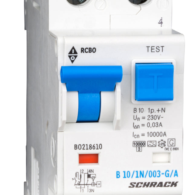 LS-FI-Schalter,Kennl. B, 10A, 30mA, 1+N, Bauart G, Typ A